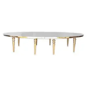 Стол Овал Золото-400 (белый глянцевый МДФ)