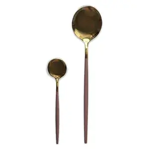 Столовая и десертная ложки, розово-золотые