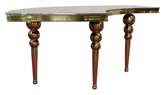 Стол-змейка-80, золотой, столешница темное зеркало, 1 модуль