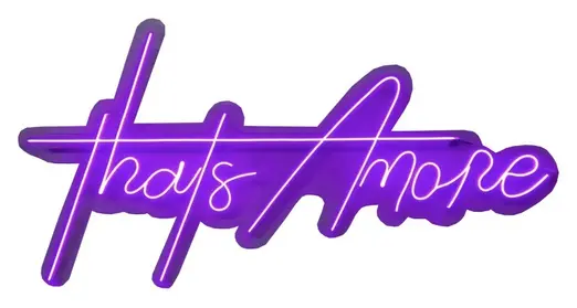 Неоновая надпись "Затс Амор", фиолетовая