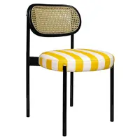 Стул Модерн Черный, Ротанг в черной раме + желто-белая полоска - изображение 1