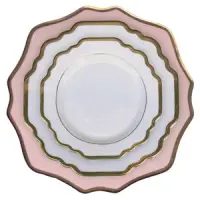 Сет тарелок Анна, 3 шт c розовым подтарельником - изображение 1