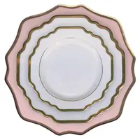 Сет тарелок Анна, 3 шт c розовым подтарельником - изображение 1